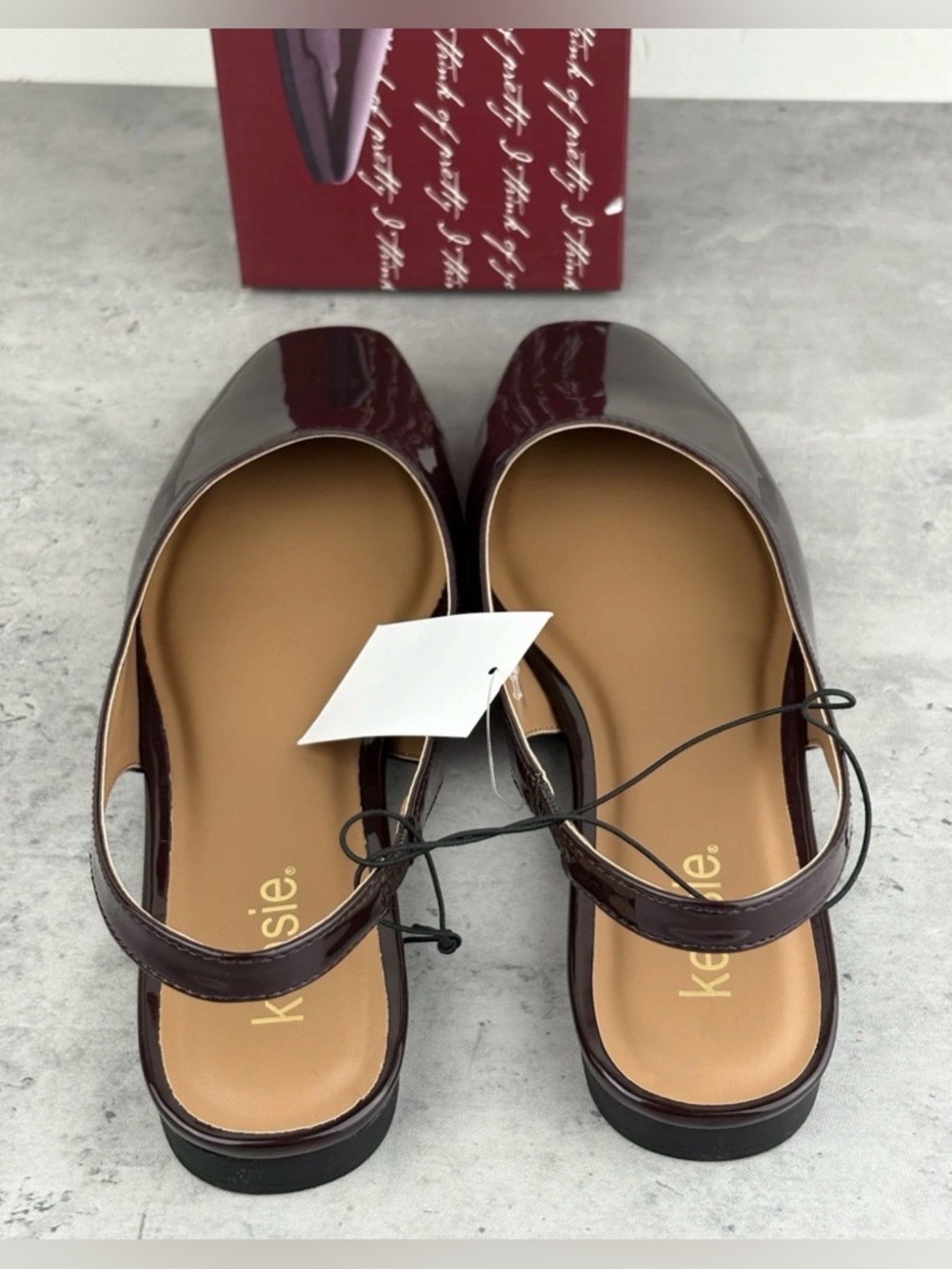 Kensie Felice Women's Shoes Dark Red Slingback Flats Size 9 New In Box - Picture 3 of 5